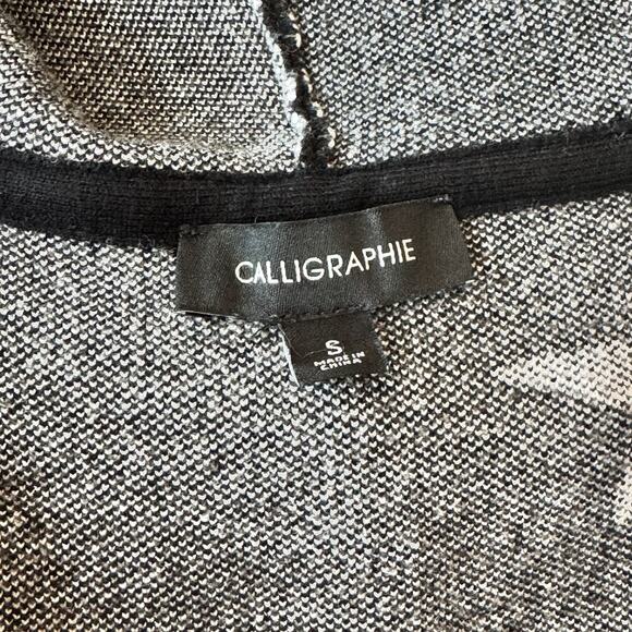 Calligraphie Women’s Black & White Star Longline Open Hooded Cardigan Size S - Picture 4 of 10